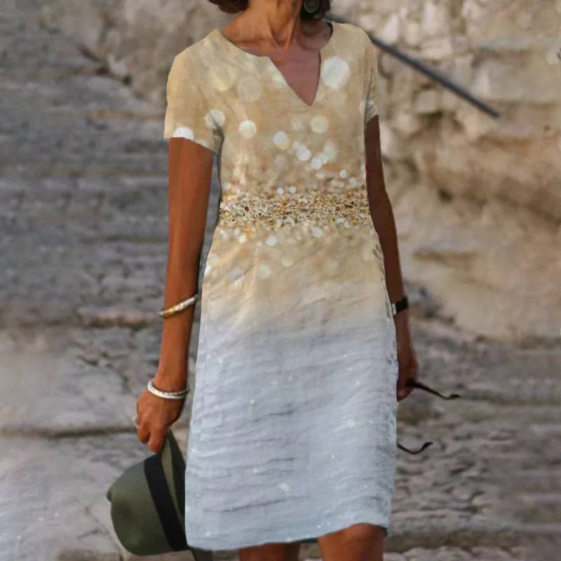 NOUVEAU RICHE Damenkleid Blumendruck Leichtes Gewebe Für Gartenpartys Beige