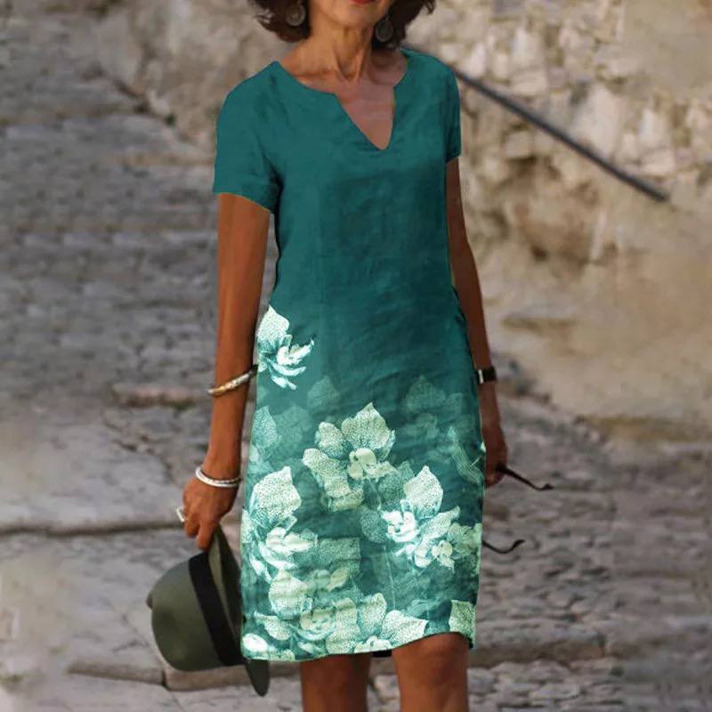 NOUVEAU RICHE Damenkleid Blumendruck Leichtes Gewebe Für Gartenpartys Grün