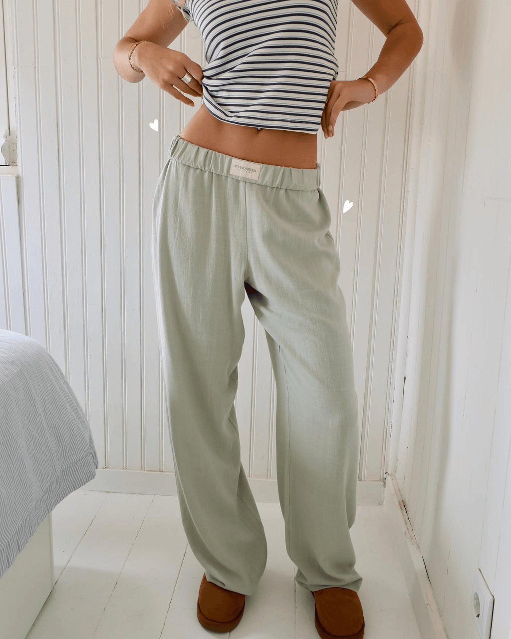 NOUVEAU RICHE Loungehose Für Damen Mit Relaxed Fit Elastischem Bund Weich Leicht Und Bequemen Seitentaschen Für Ultimativen Komfort Grün