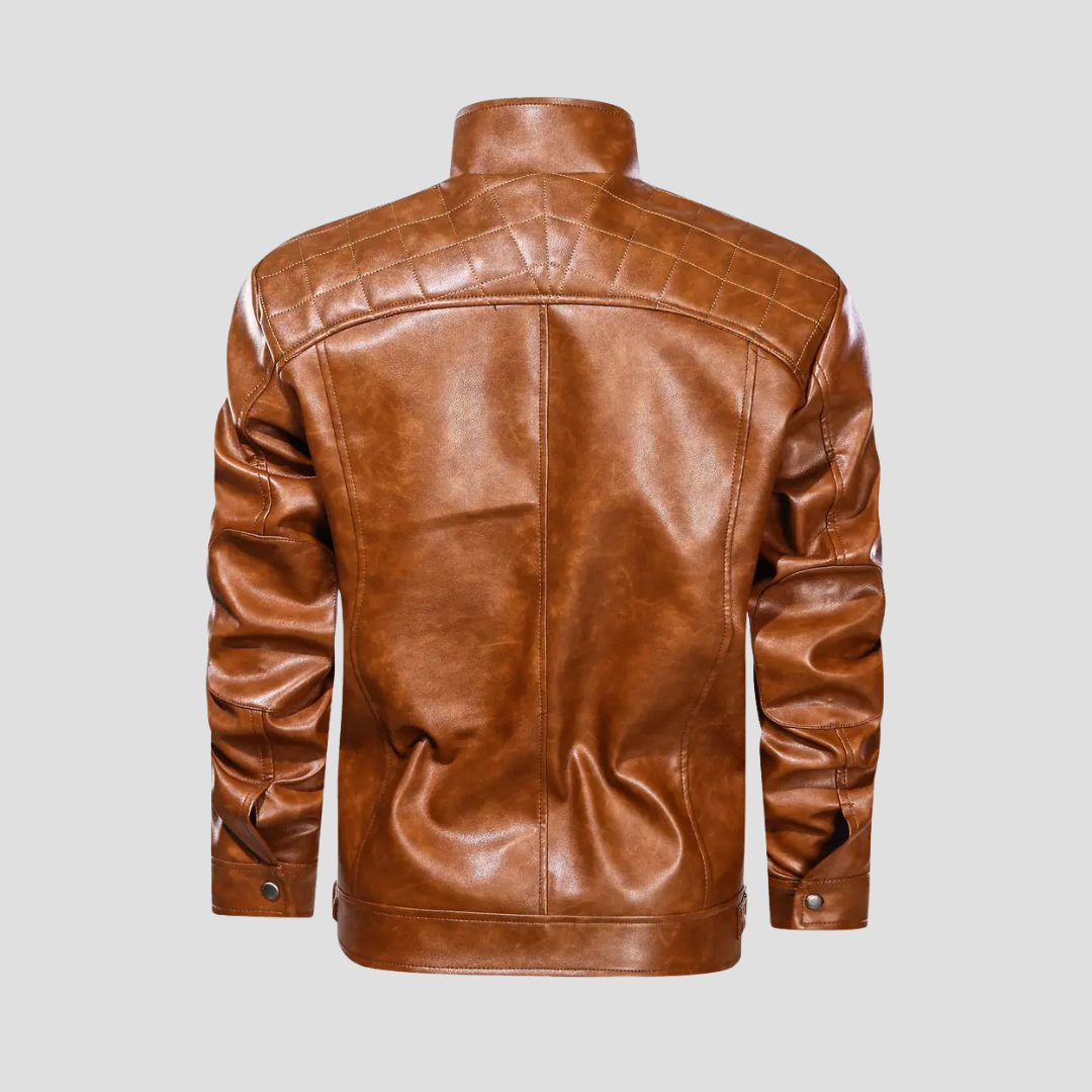 NOUVEAU RICHE Bikerjacke Kunstleder Schwarz Stehkragen Reißverschluss