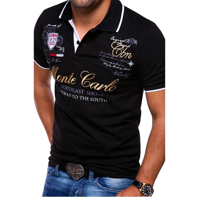 NOUVEAU RICHE Stylisches Herren Polo Shirt Slim Fit Aus Baumwolle Kurzarm schwarz