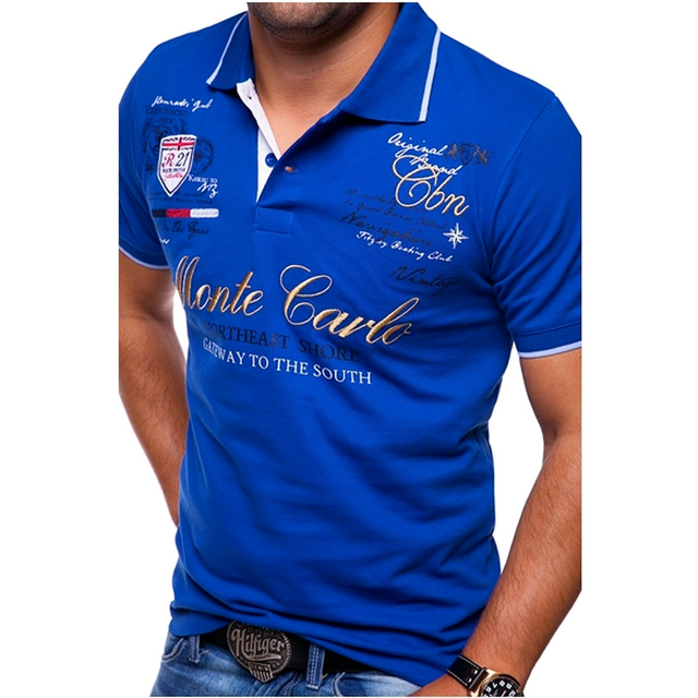NOUVEAU RICHE Stylisches Herren Polo Shirt Slim Fit Aus Baumwolle Kurzarm blau