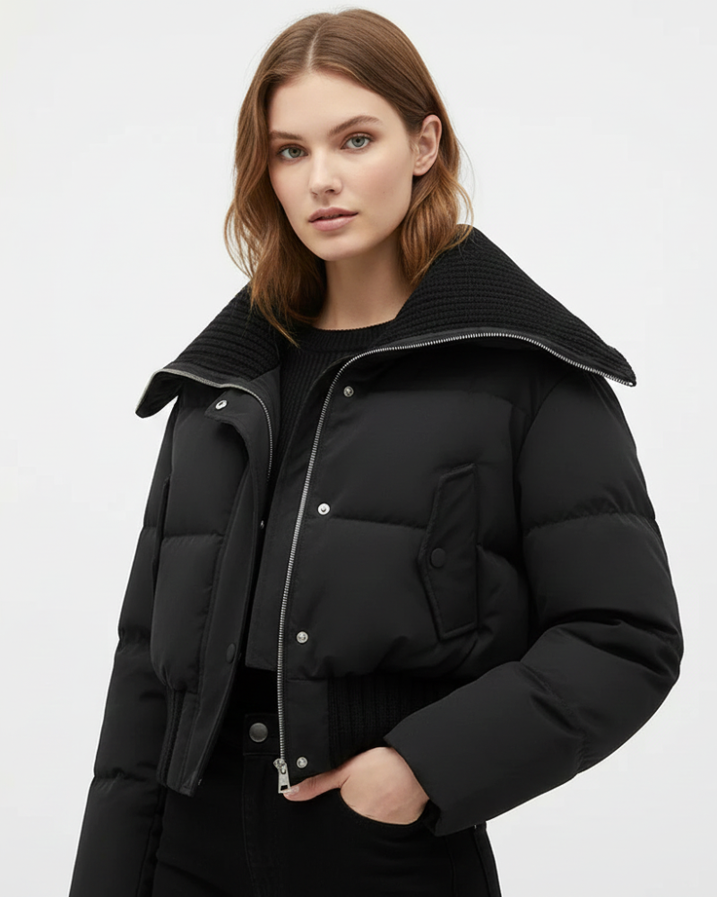 NOUVEAU RICHE Damen Daunenjacke Oversize – Steppmuster & Leichte Wärme Schwarz