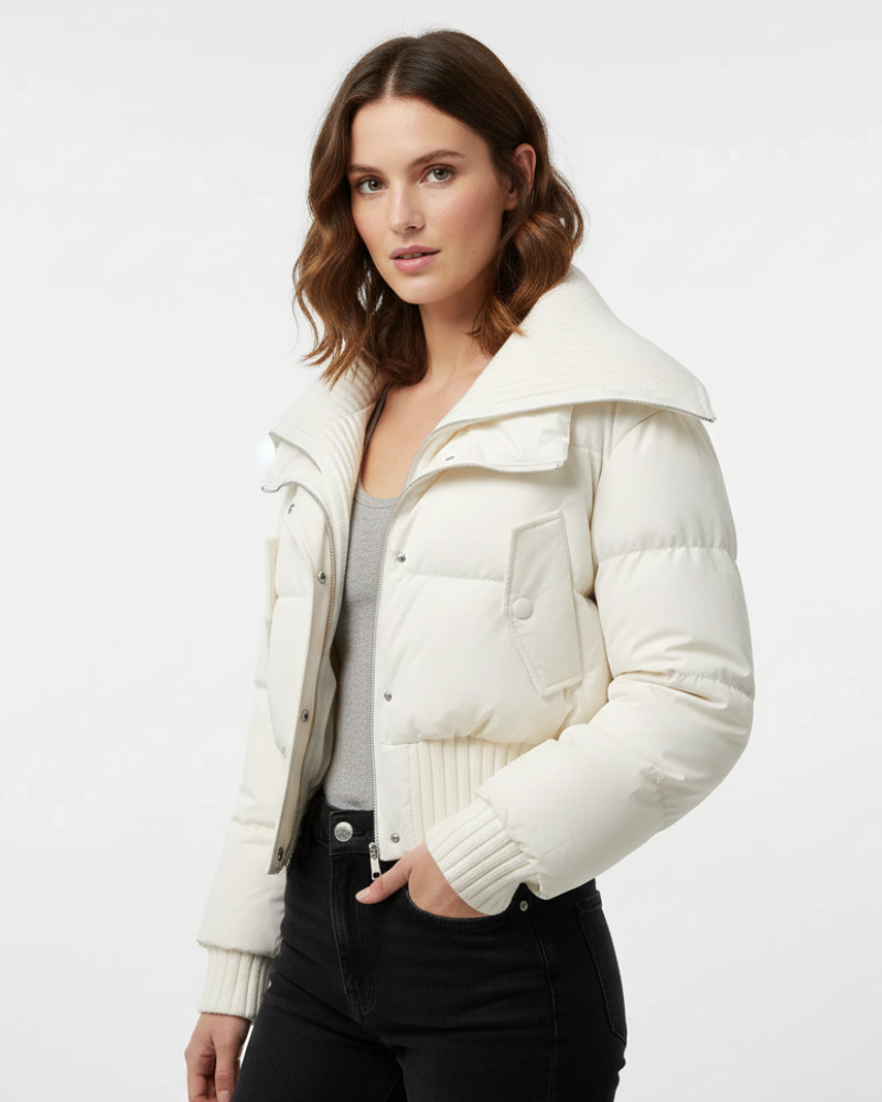 NOUVEAU RICHE Damen Daunenjacke Oversize – Steppmuster & Leichte Wärme Beige