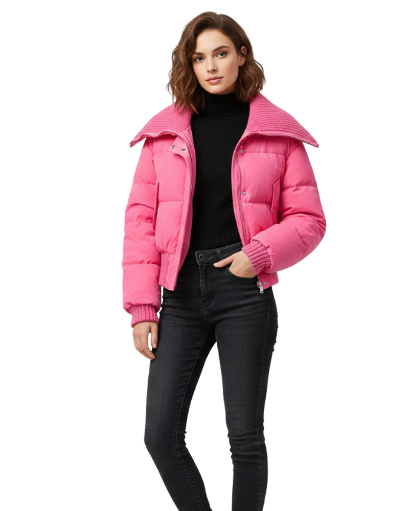 NOUVEAU RICHE Damen Daunenjacke Oversize – Steppmuster & Leichte Wärme Rosa