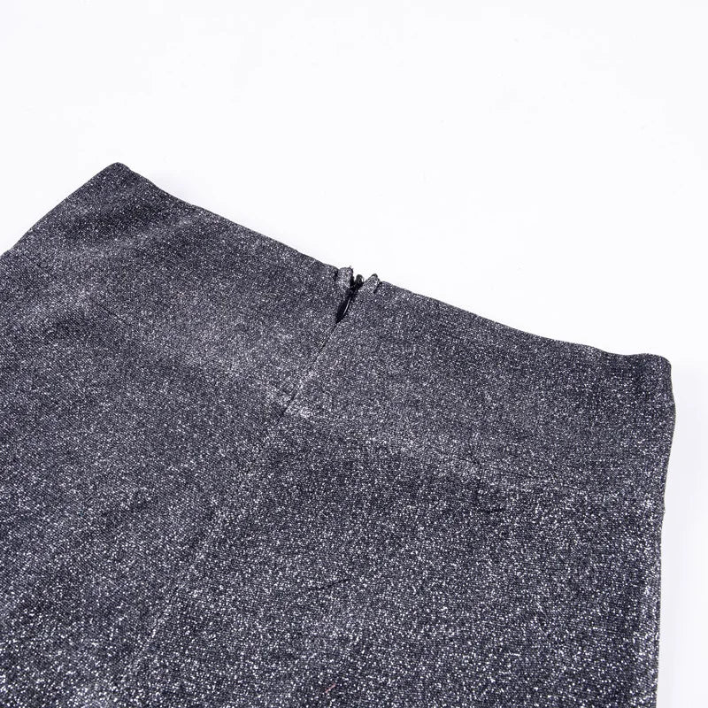 NOUVEAU RICHE Damenhose Stilvolle Hohem Bund Glitzer Paillettenakzent
