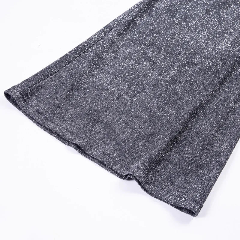 NOUVEAU RICHE Damenhose Stilvolle Hohem Bund Glitzer Paillettenakzent