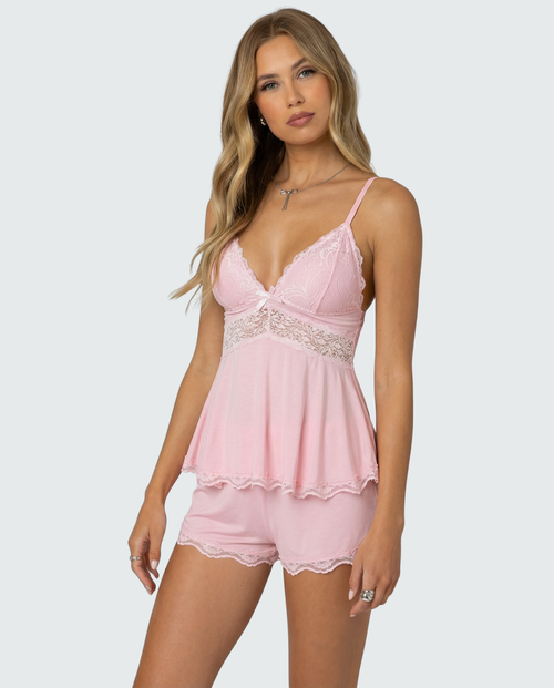 NOUVEAU RICHE Adōre | Zartes Spitzen Camisole und Shorts Set