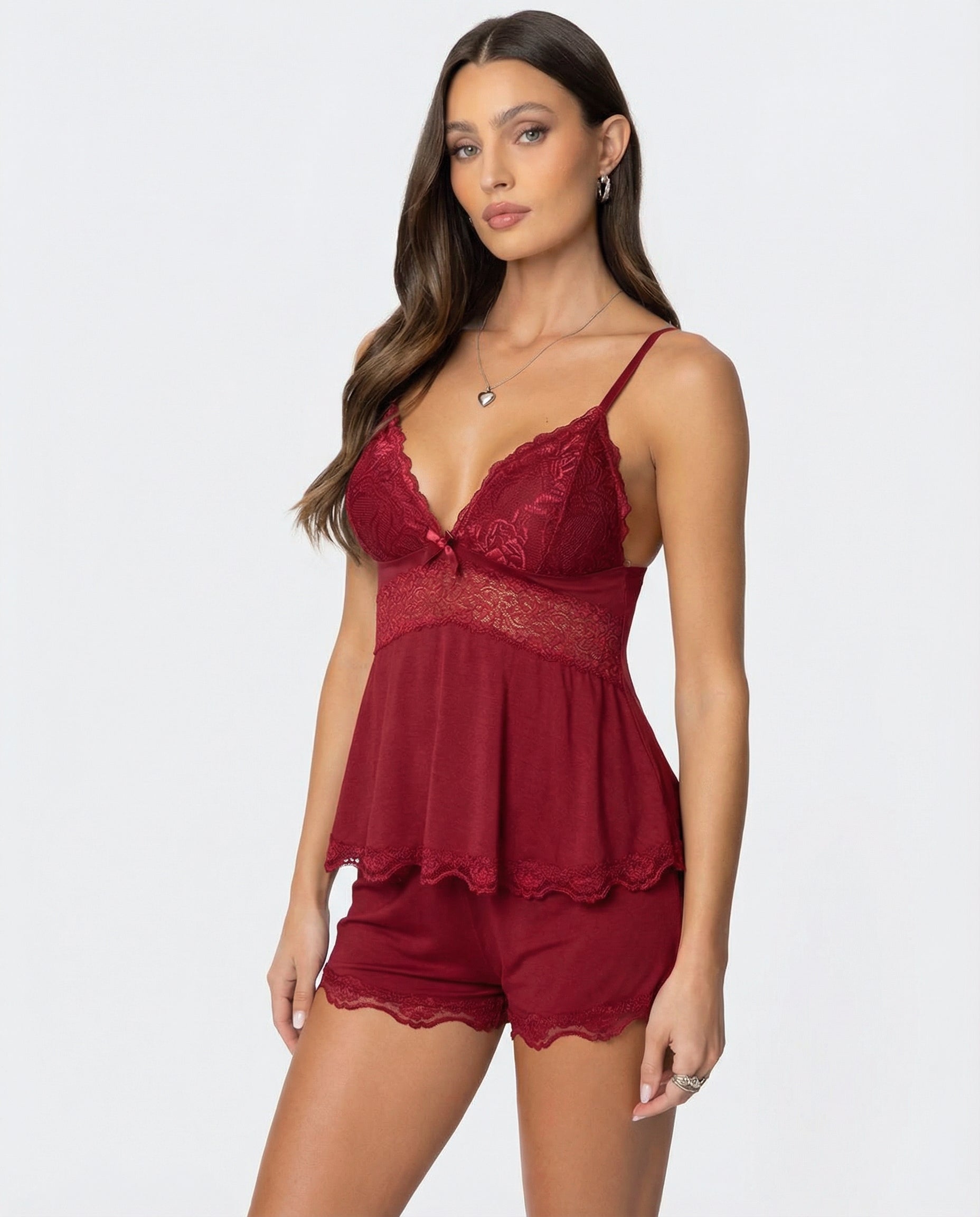 NOUVEAU RICHE Adōre | Zartes Spitzen Camisole und Shorts Set