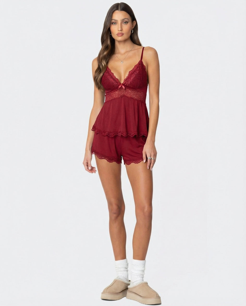 NOUVEAU RICHE Adōre | Zartes Spitzen Camisole und Shorts Set