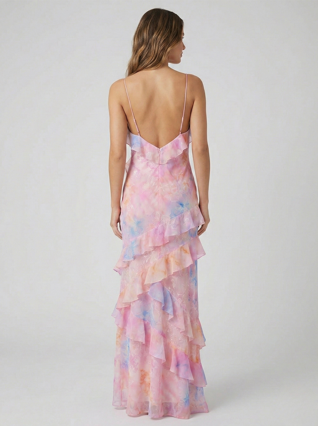 NOUVEAU RICHE Damen-Maxikleid – Pastellfarben & Sonnenuntergangs-Eleganz in fließender Silhouette