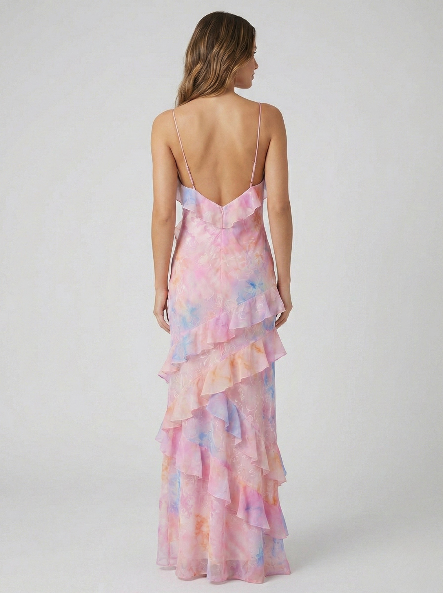 NOUVEAU RICHE Damen-Maxikleid – Pastellfarben & Sonnenuntergangs-Eleganz in fließender Silhouette