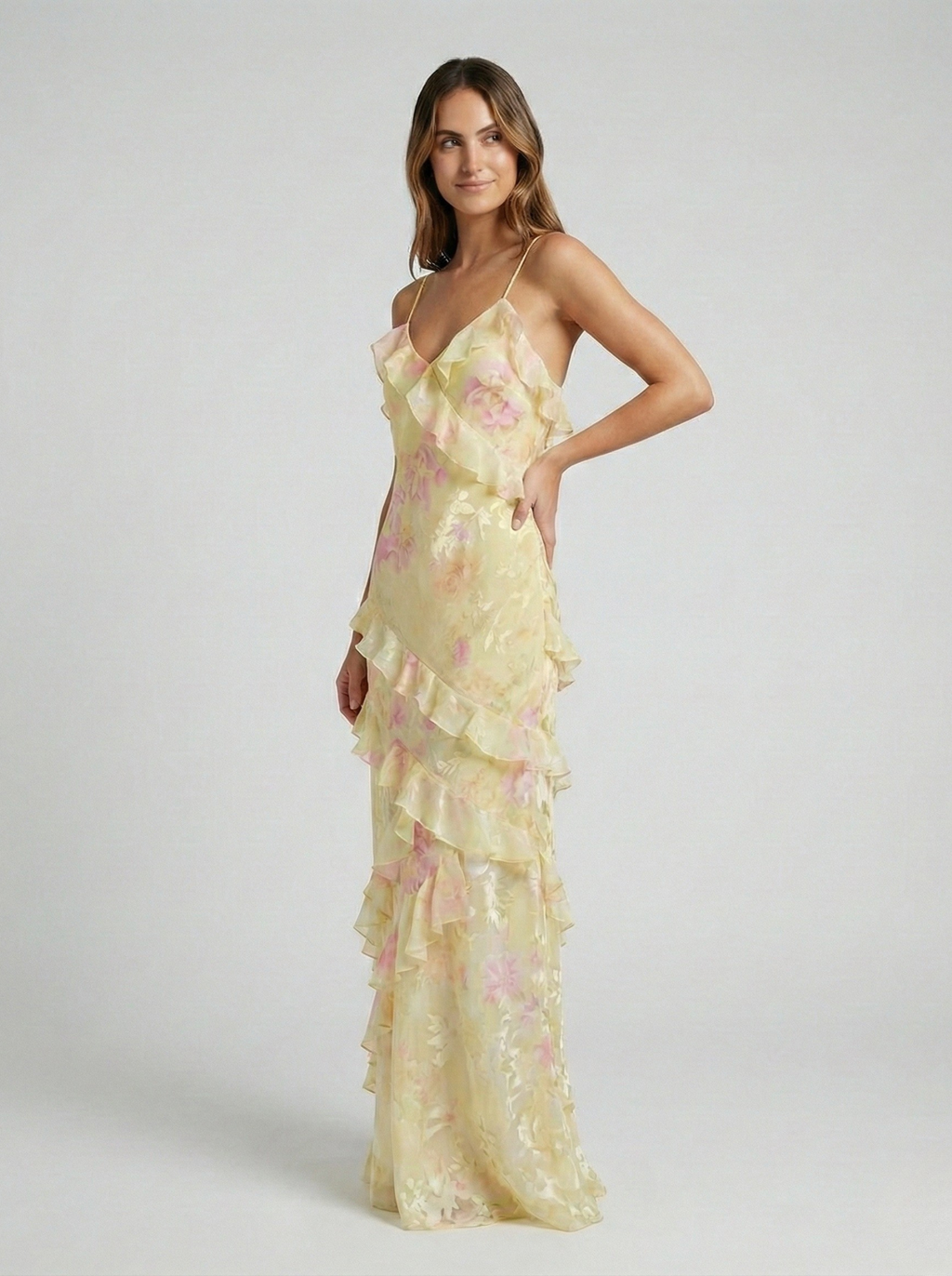 NOUVEAU RICHE Damen-Maxikleid – Pastellfarben & Sonnenuntergangs-Eleganz in fließender Silhouette