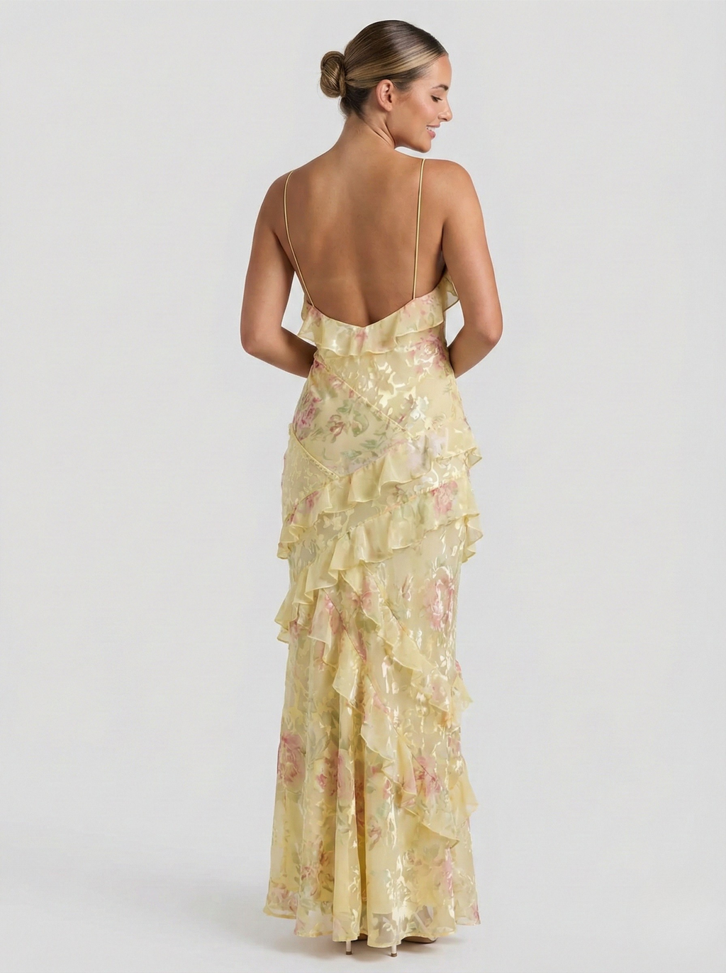 NOUVEAU RICHE Damen-Maxikleid – Pastellfarben & Sonnenuntergangs-Eleganz in fließender Silhouette