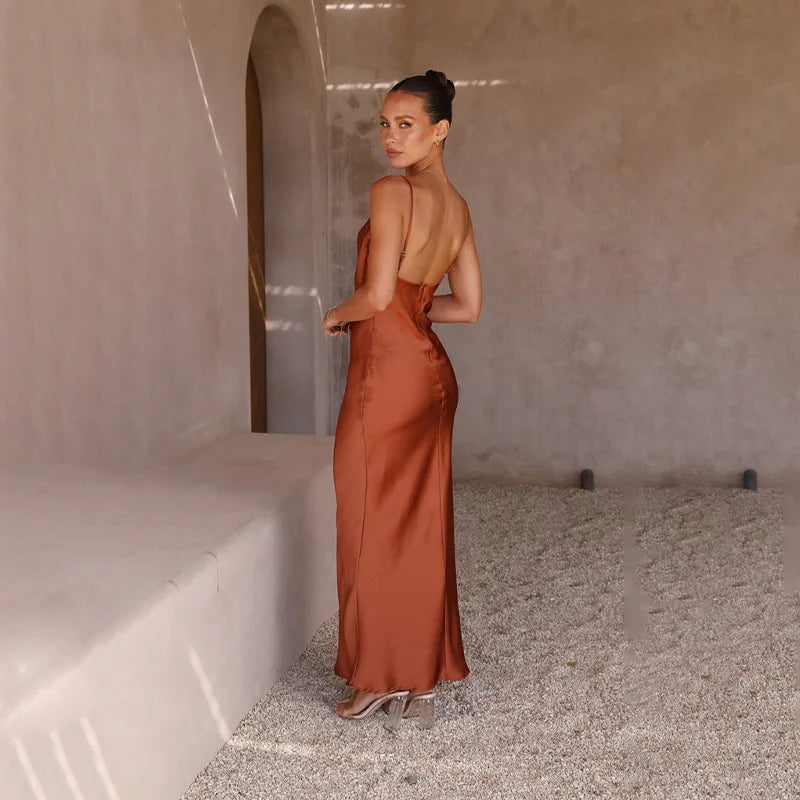 NOUVEAU RICHE Luxuriöses Rückenfreies Satin-Hochzeitsgastkleid Für Damen