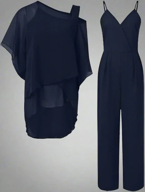 NOUVEAU RICHE Chiffon Set Schulterfrei Mit Eleganten Palazzo Hosen