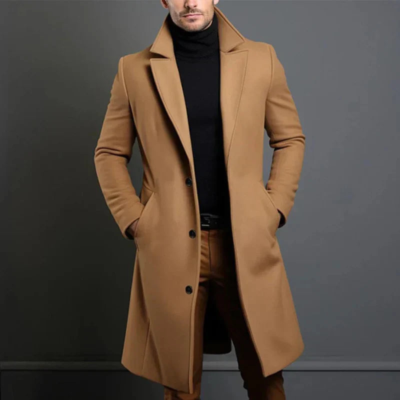 NOUVEAU RICHE Wollmantel Herren Grau Größe L Warm Gefüttert Alltag Braun