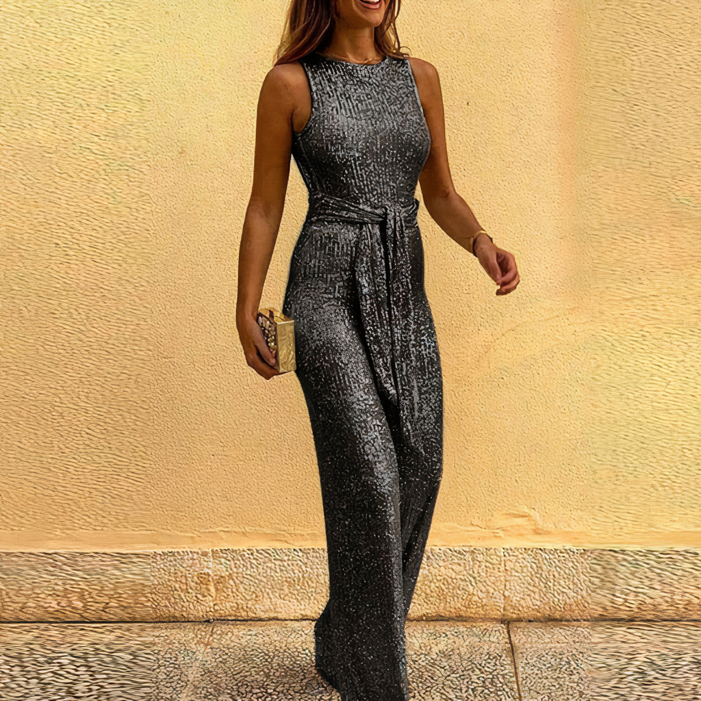 NOUVEAU RICHE Overall Mit Glitzer Stretchmaterial Schlanke Kontur Passform Schwarz