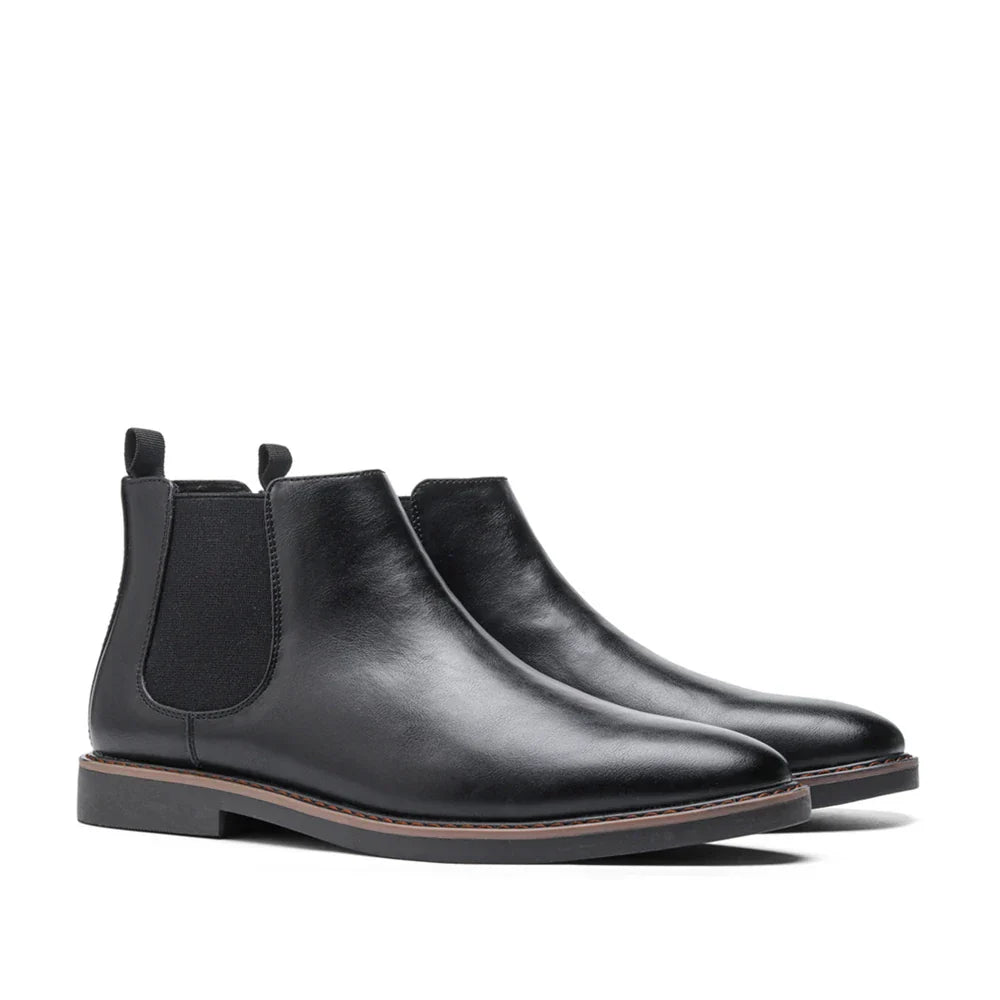 NOUVEAU RICHE Chelsea Stiefel Leder Bequem Komfort Alltagsstil Herren Schwarz