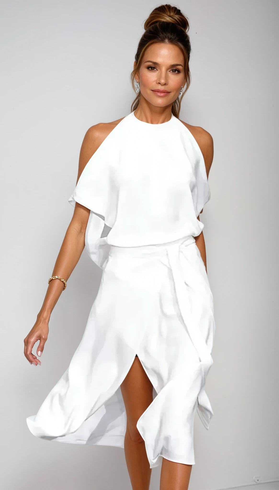 NOUVEAU RICHE Bersh | Damen Kleid – Modische Schulterausschnitte, Modernes Design & Trendiger Look Weiß