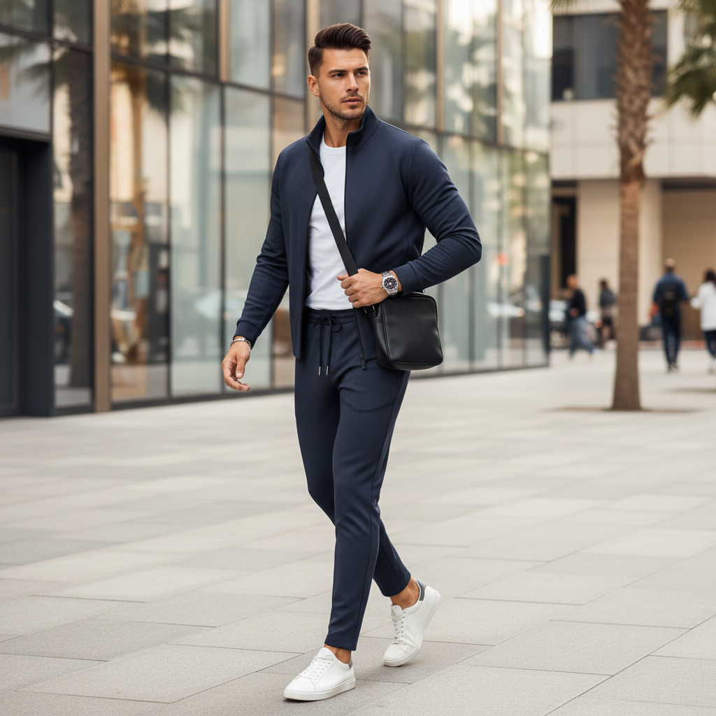 NOUVEAU RICHE Herren Milan Comfort Trainingsanzug Bequemer Look Schmal Geschnittenes Design