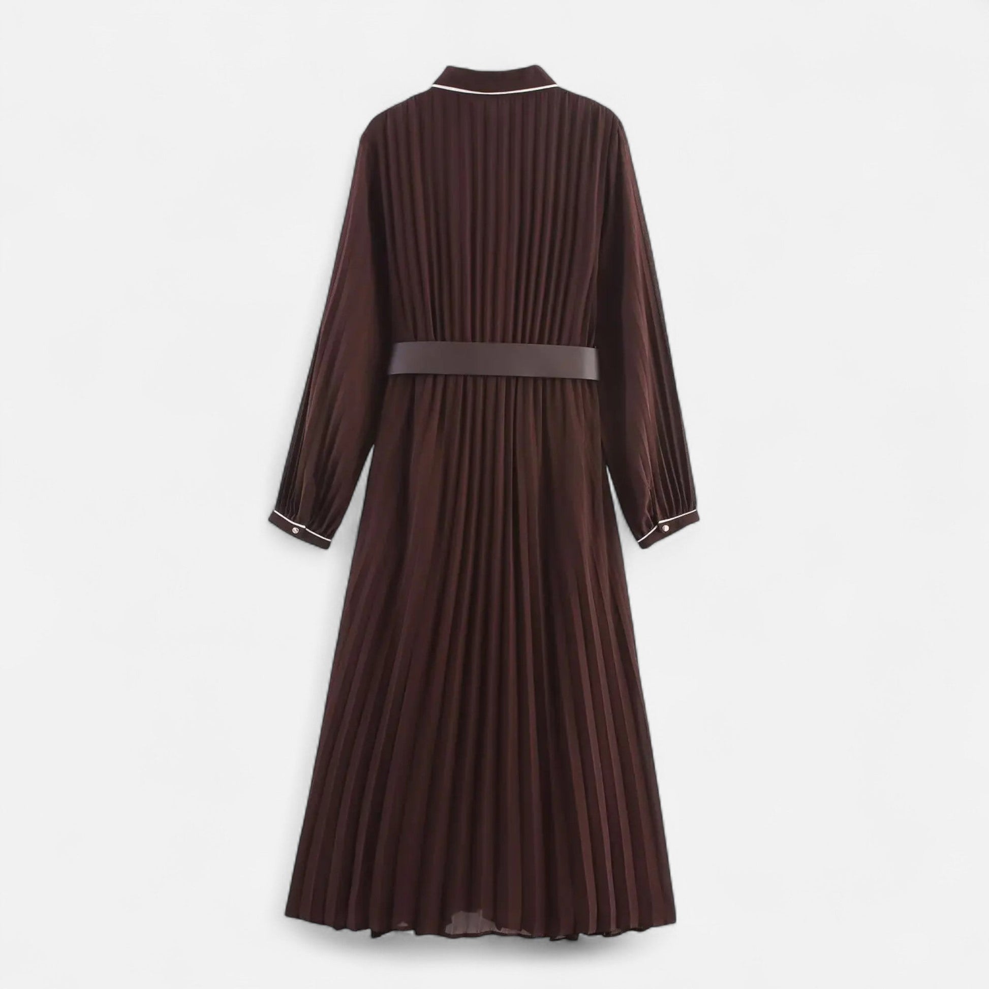 NOUVEAU RICHE Damen Chiffon-Midikleid – Umlegekragen & Elegante Falten