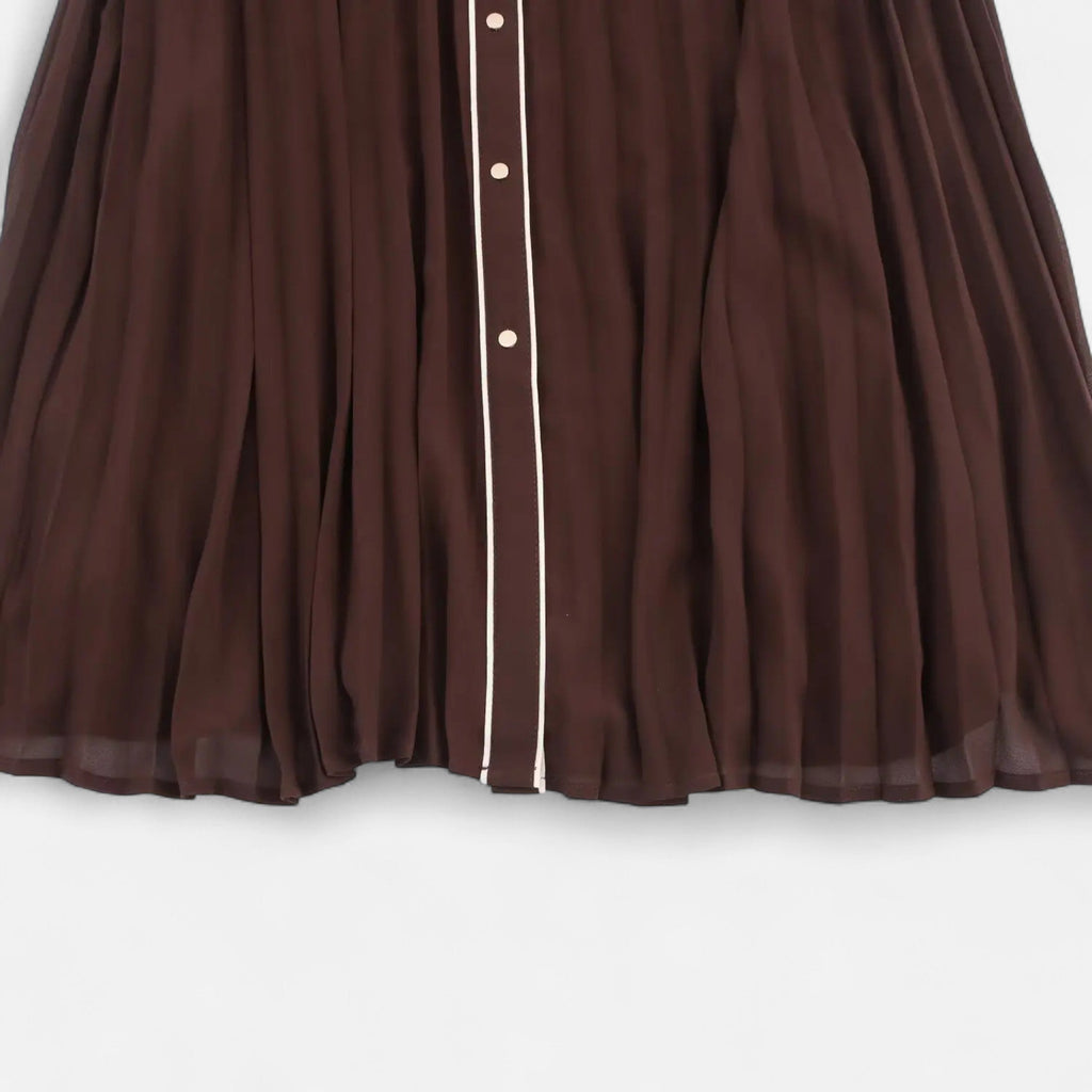 NOUVEAU RICHE Damen Chiffon-Midikleid – Umlegekragen & Elegante Falten