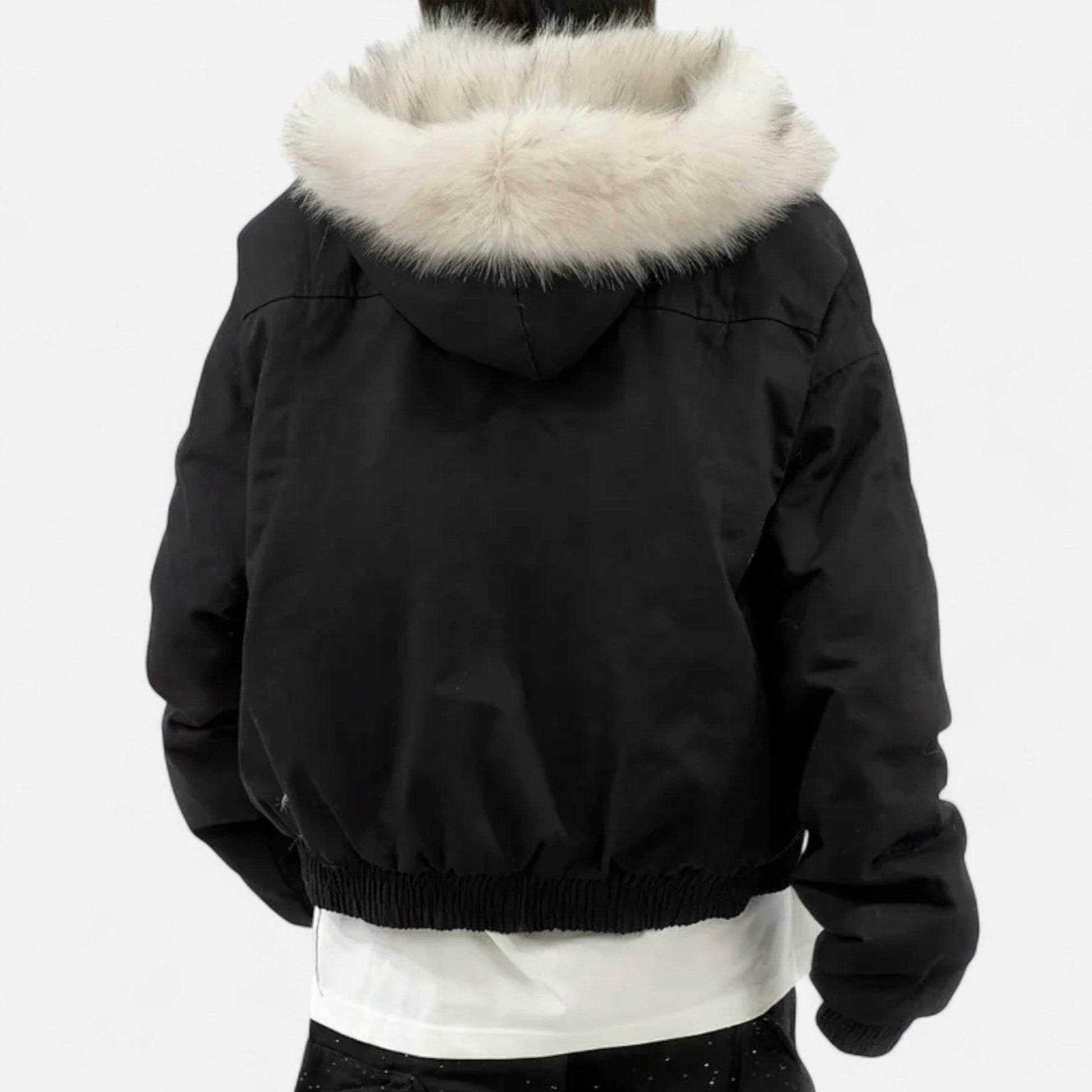 NOUVEAU RICHE Damen Wintermantel Vintage – Mit Kapuze & Pelzkragen
