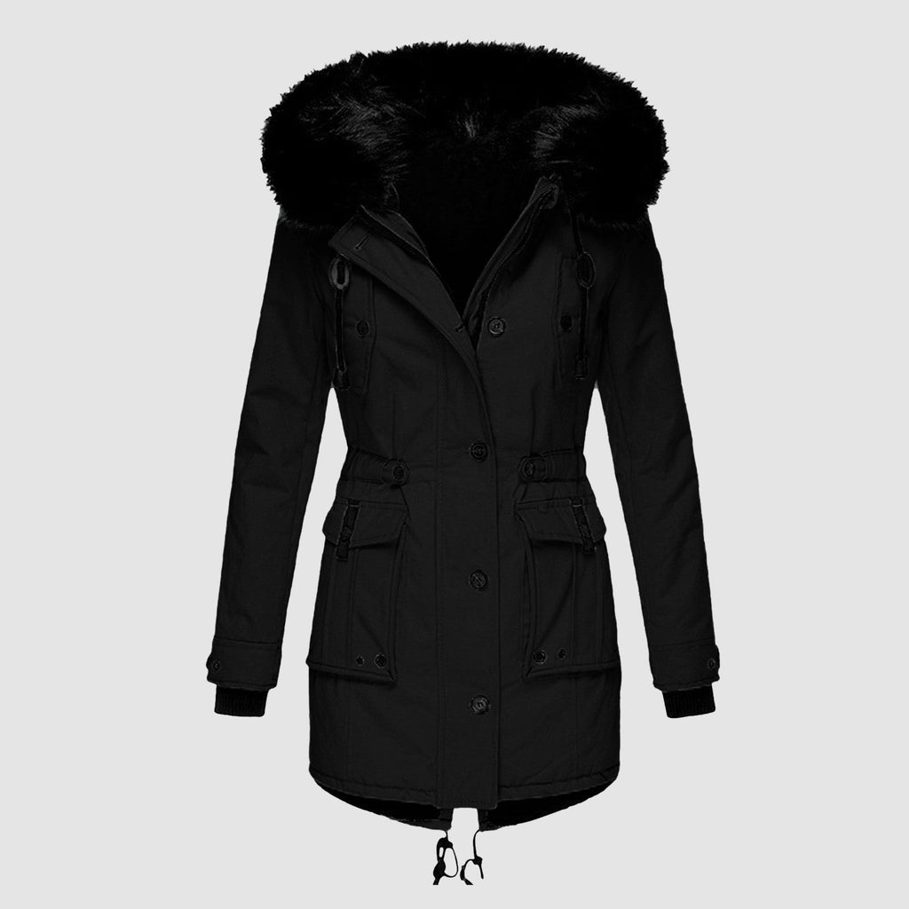 NOUVEAU RICHE Mantel Damen Warmer Parka Für Kalte Tage Stilvoll Wärme Schwarz