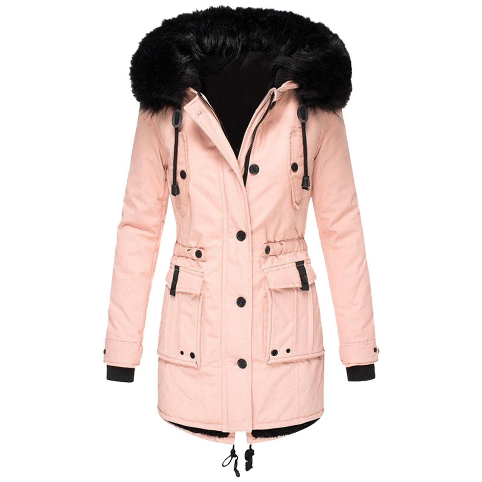 NOUVEAU RICHE Mantel Damen Warmer Parka Für Kalte Tage Stilvoll Wärme Rosa