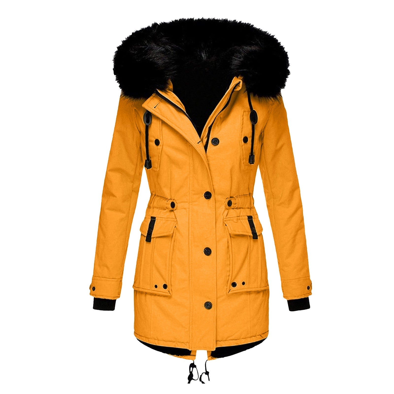 NOUVEAU RICHE Mantel Damen Warmer Parka Für Kalte Tage Stilvoll Wärme Gold