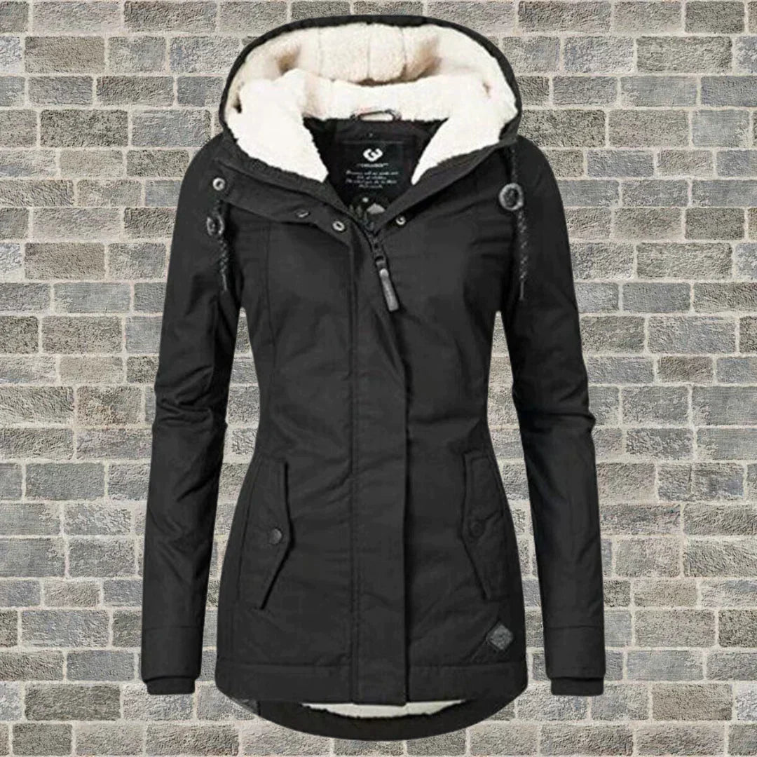 NOUVEAU RICHE Mantel Mit Kapuze Aus Hochwertiger Materialmischung Herbst Sort