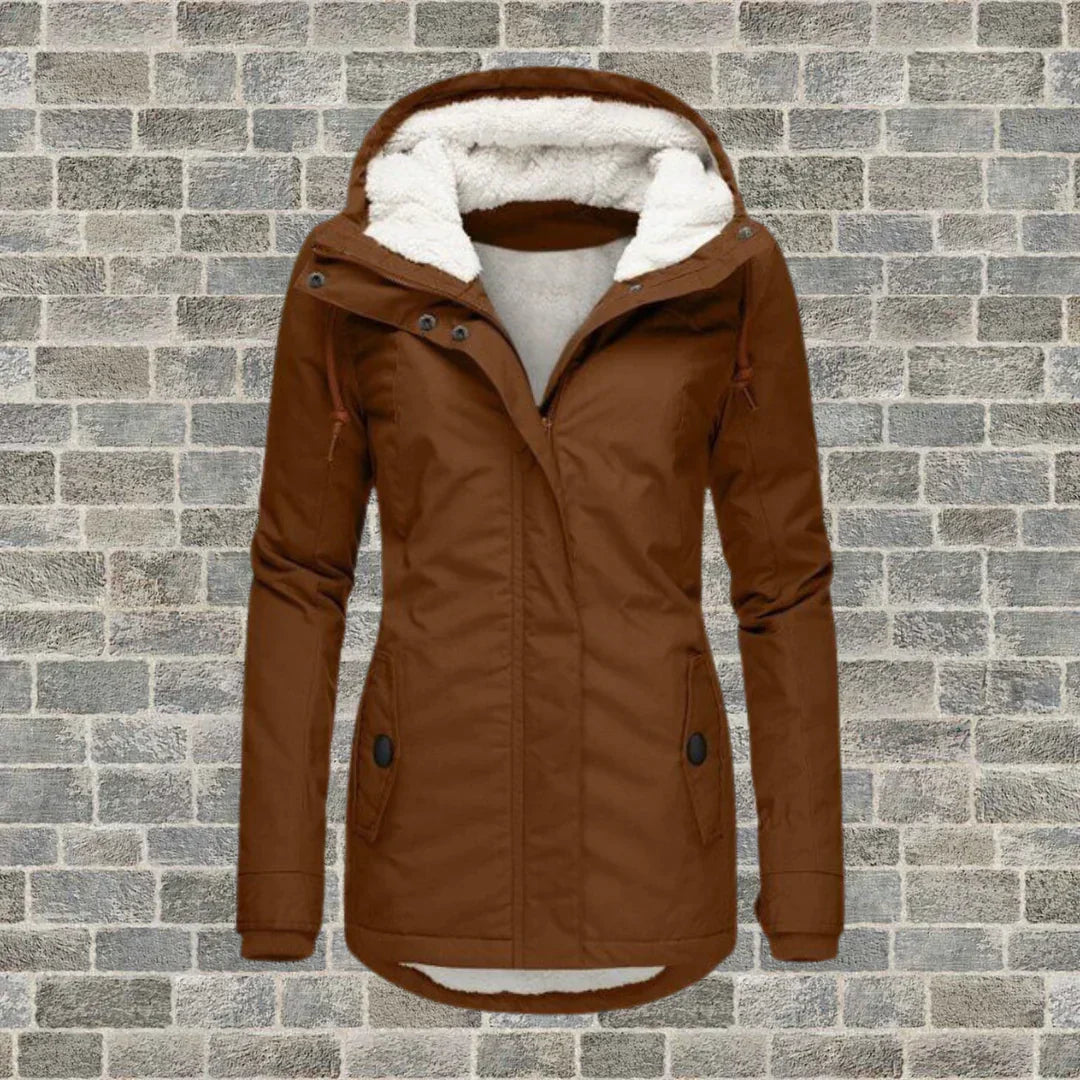 NOUVEAU RICHE Mantel Mit Kapuze Aus Hochwertiger Materialmischung Herbst Brun