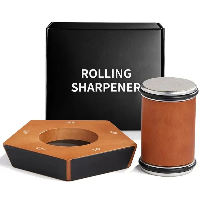 NOUVEAU RICHE Manueller Diamant-Rollmesserschärfer Mit Diamantsteinen Und Holz