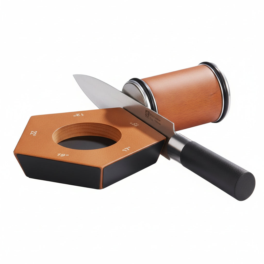 NOUVEAU RICHE Manueller Diamant-Rollmesserschärfer Mit Diamantsteinen Und Holz
