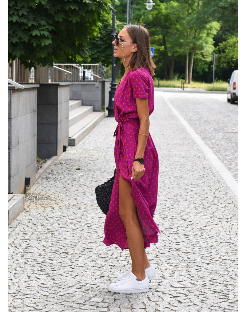 NOUVEAU RICHE Dôre | Damen-Wickelkleid mit Blumenmuster und V-Ausschnitt | Midi