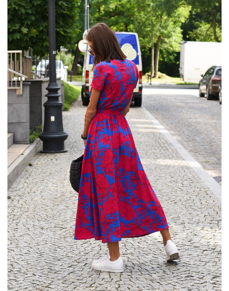 NOUVEAU RICHE Dôre | Damen-Wickelkleid mit Blumenmuster und V-Ausschnitt | Midi