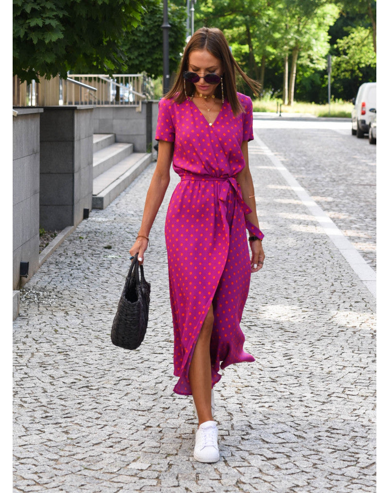 NOUVEAU RICHE Dôre | Damen-Wickelkleid mit Blumenmuster und V-Ausschnitt | Midi