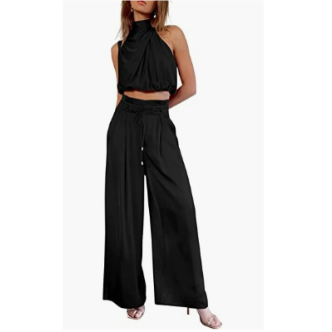 NOUVEAU RICHE Damaris | Damen Sommer-Jumpsuit – Exklusives Matilda-Design, Luftige Silhouette & Moderner Chic Schwarz