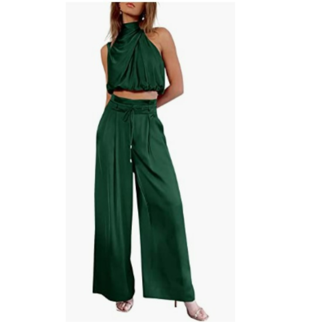 NOUVEAU RICHE Damaris | Damen Sommer-Jumpsuit – Exklusives Matilda-Design, Luftige Silhouette & Moderner Chic Grün