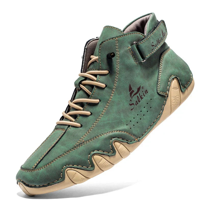 NOUVEAU RICHE Bequeme Lederschuhe Herren Komfortable Flexible Passform Grün