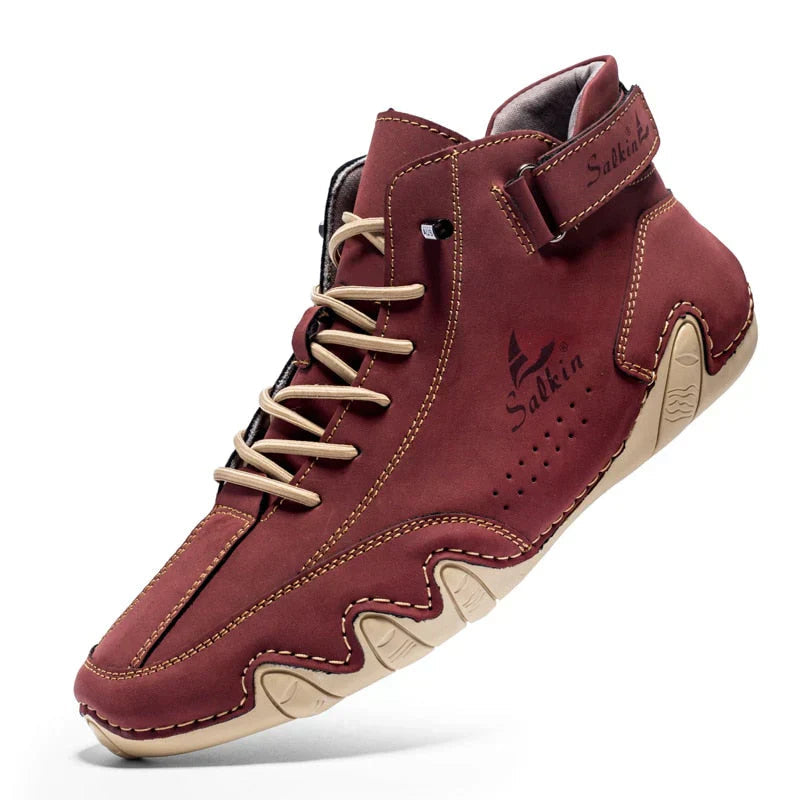 NOUVEAU RICHE Bequeme Lederschuhe Herren Komfortable Flexible Passform Rot