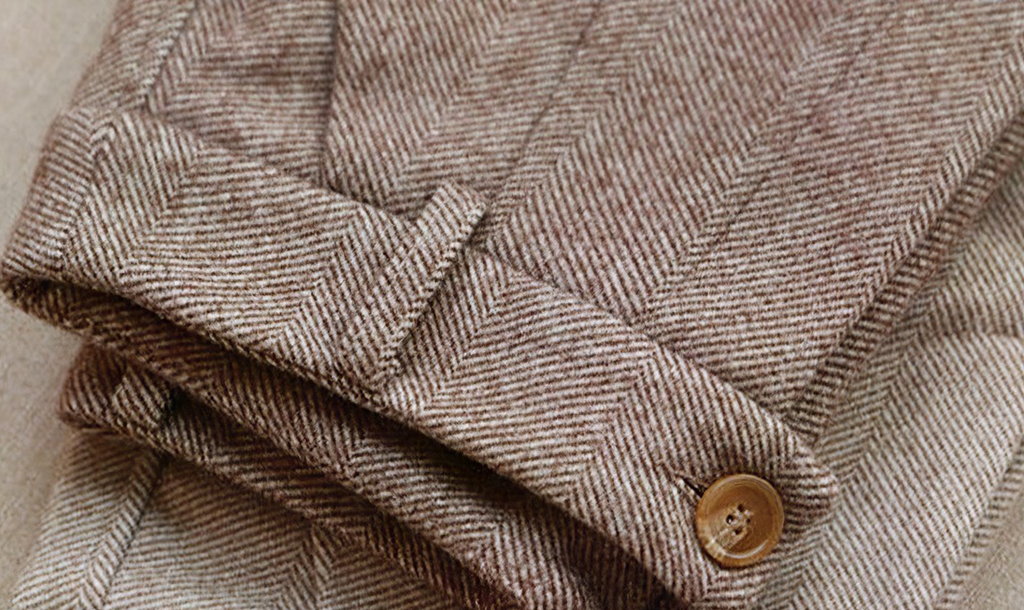 NOUVEAU RICHE Elegante Wollhose Herren Regular Fit Business Anzughose Braun