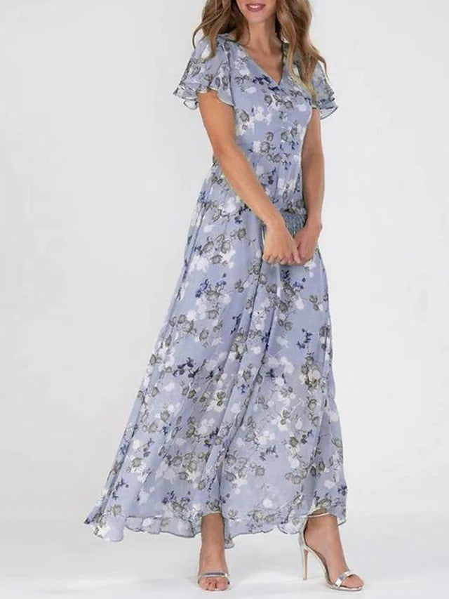NOUVEAU RICHE Maxikleid Fließender Stoff Luftig Bequemes Kleid Sommerlich Lila