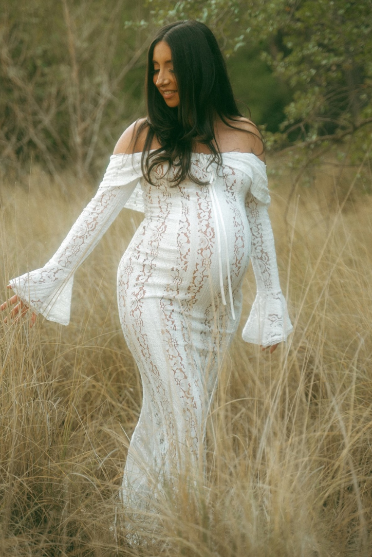 NOUVEAU RICHE Maxikleid Aus Georgette Spitze In Elfenbein Für Besondere Anlässe Elegant Und Figurschmeichelnd