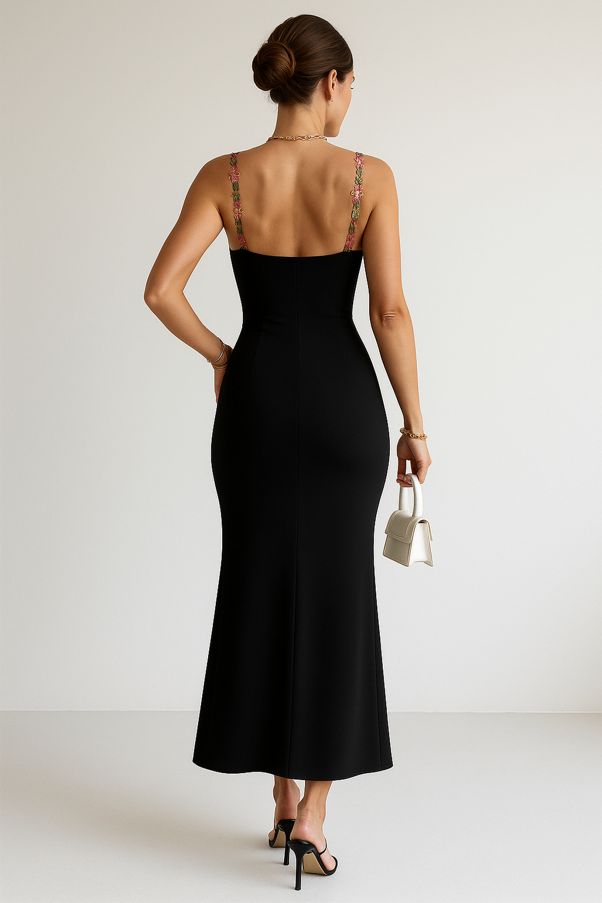 NOUVEAU RICHE Figurbetontes Maxikleid Mit Rückenfrei Und Patchwork-Print