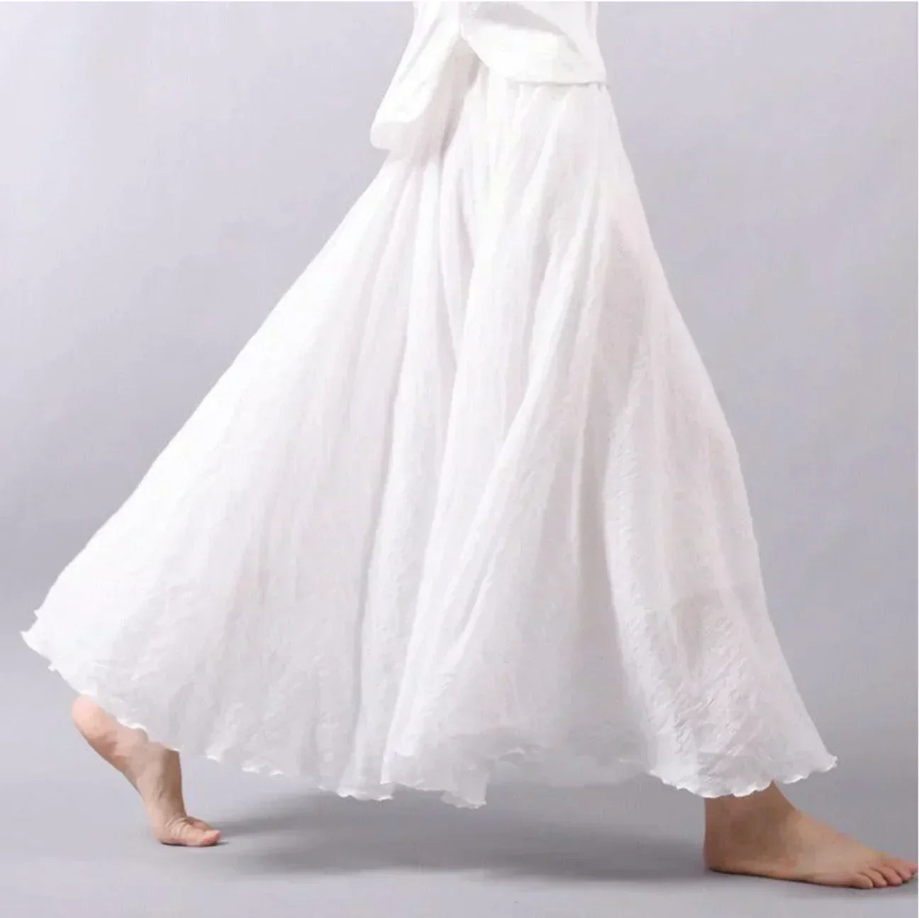 NOUVEAU RICHE Maxirock Für Damen Mit Fließender Passform Und Gekräuselter Textur Aus Atmungsaktiver Mischung Im Boho-Stil Weiß