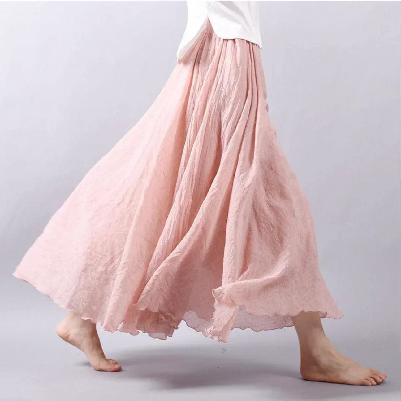 NOUVEAU RICHE Maxirock Für Damen Mit Fließender Passform Und Gekräuselter Textur Aus Atmungsaktiver Mischung Im Boho-Stil Rosa