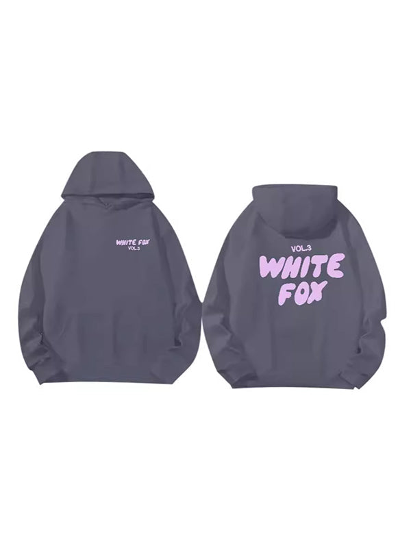 NOUVEAU RICHE Oversize Hoodie Mehrfarbiger Buchstaben Print 2000er Retro Grau