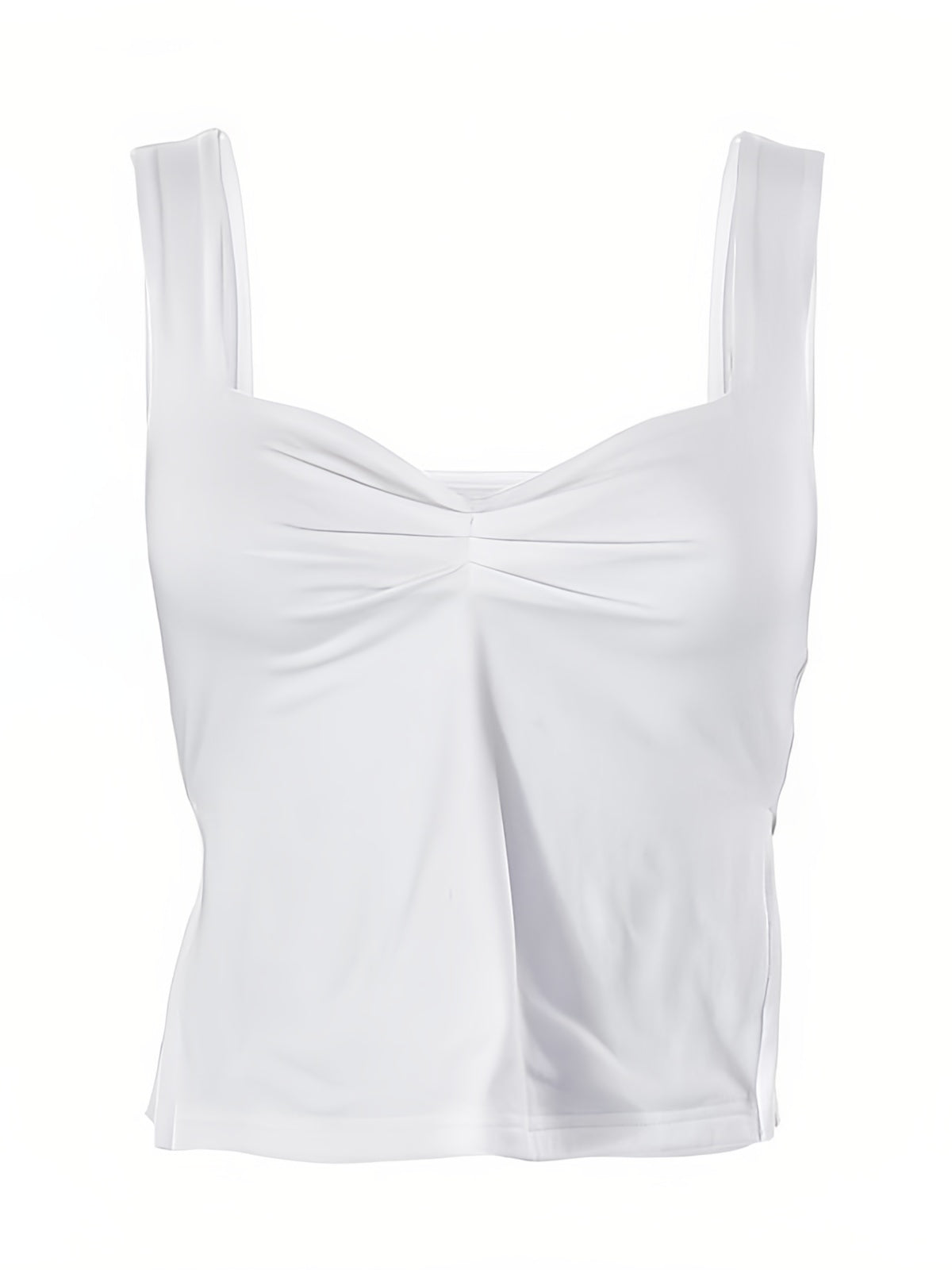 NOUVEAU RICHE Mehrfarbiges Plissiertes Ärmellose Crop Tanktop Mit Schlitz Weiß